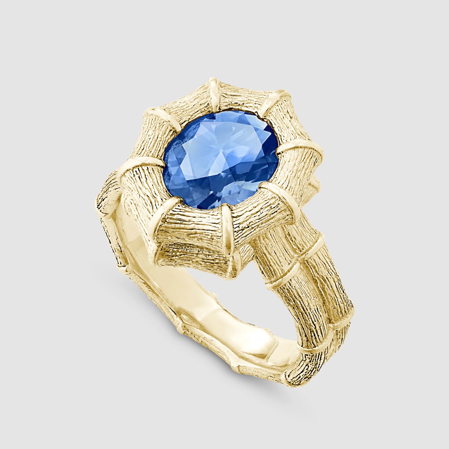 Bamboo Ring - Blue - Gold