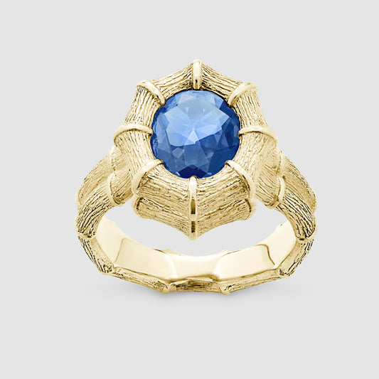 Bamboo Ring - Blue - Gold