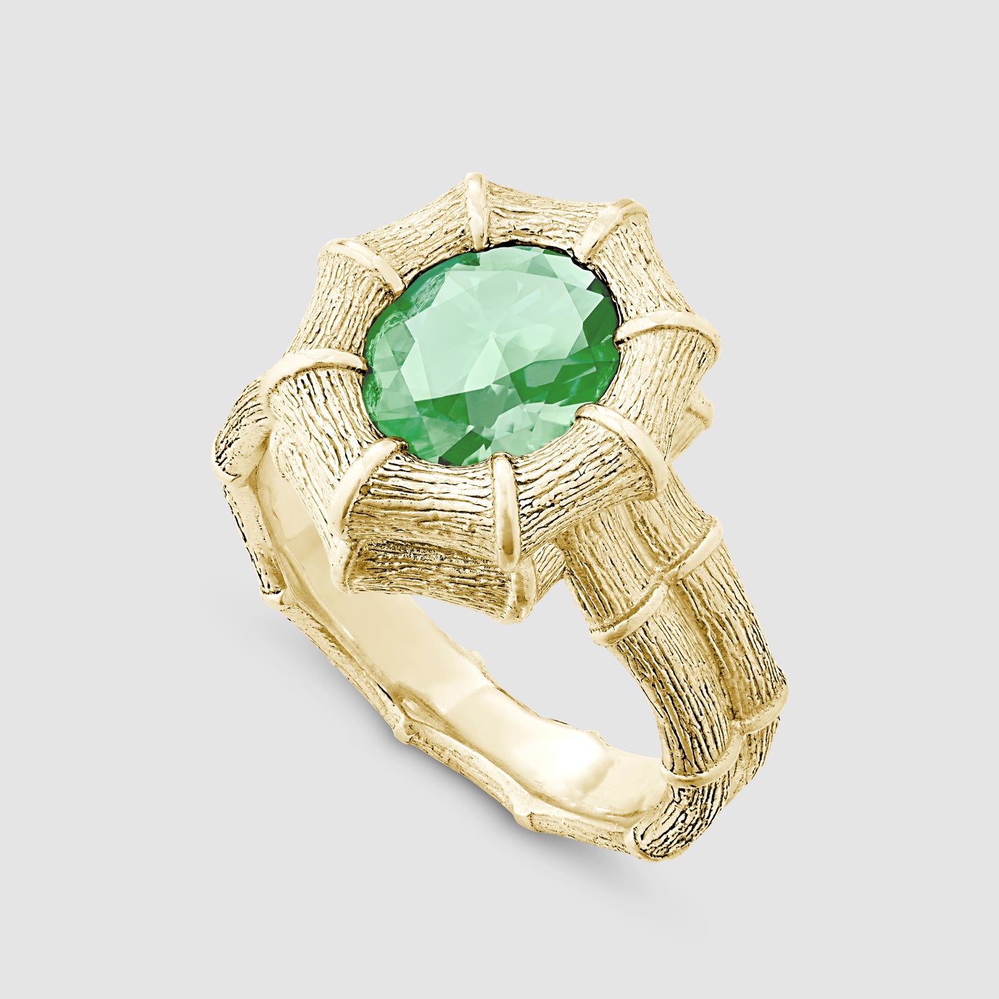 Bamboo Ring - Green - Gold