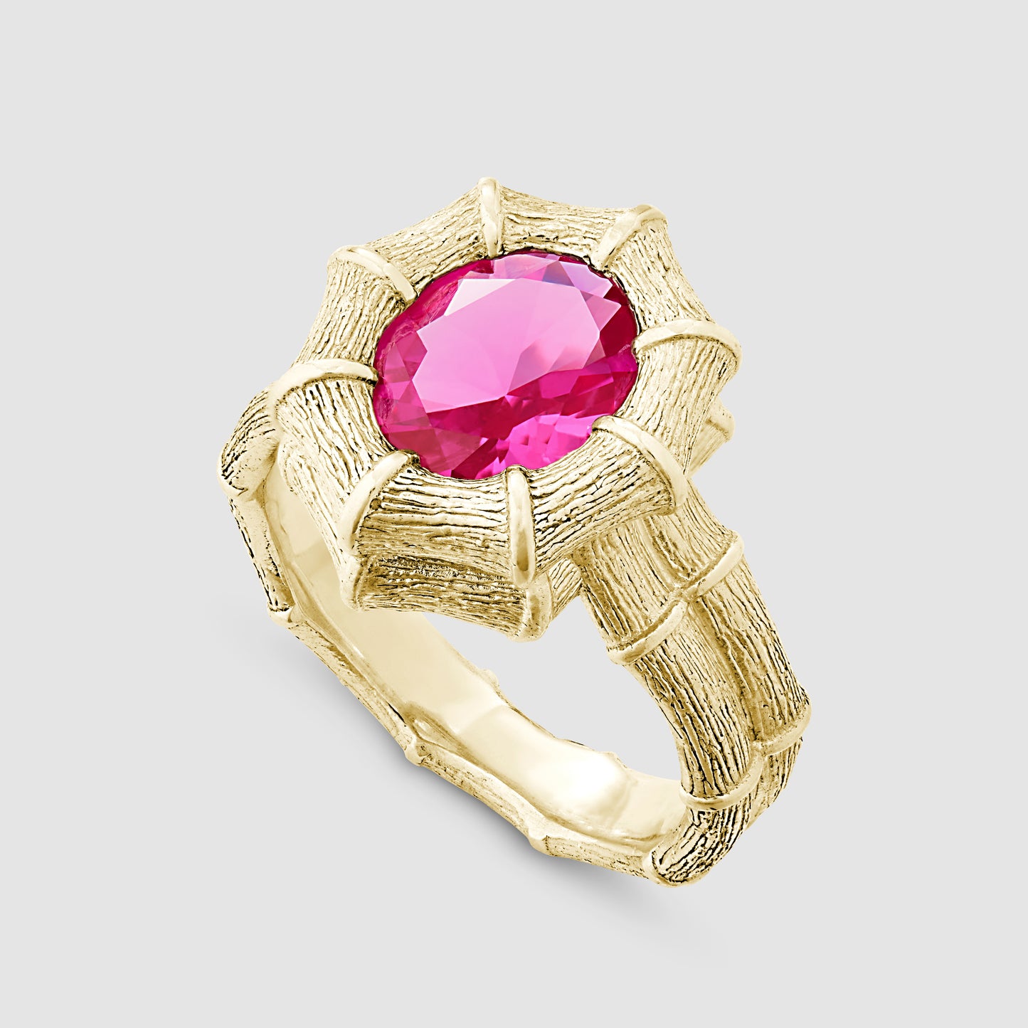 Bamboo Ring - Pink - Gold