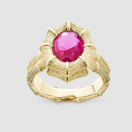 Bamboo Ring - Pink - Gold