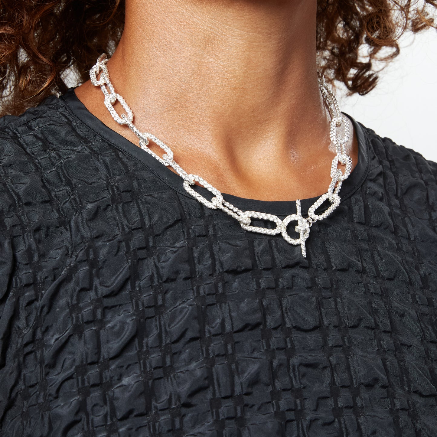 Braided Link Necklace - Silver