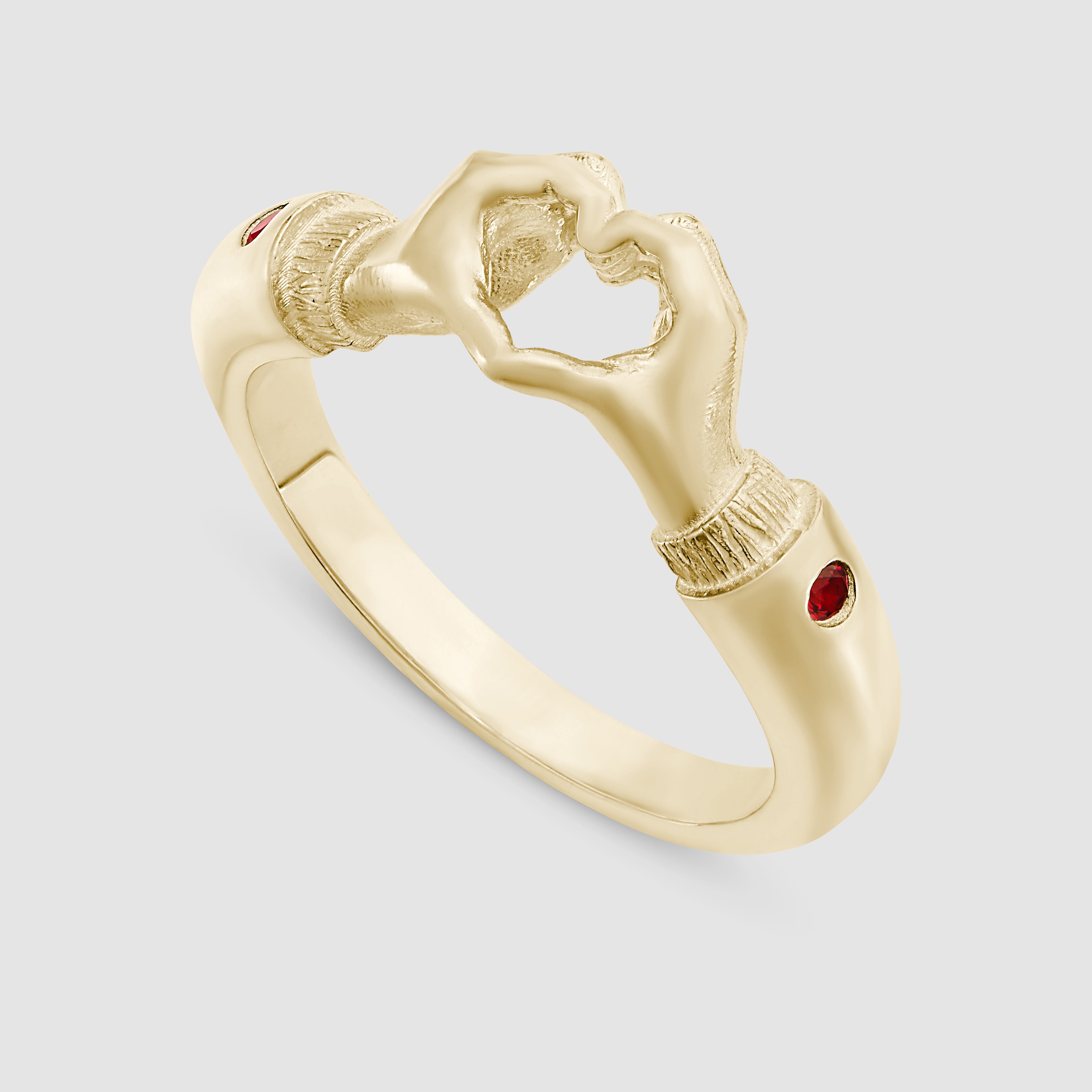 Ring with hands sale and heart