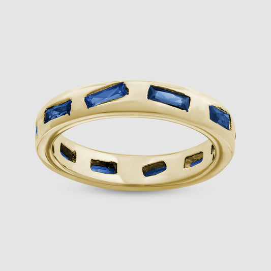 Mini Lotus Ring - Blue - Gold