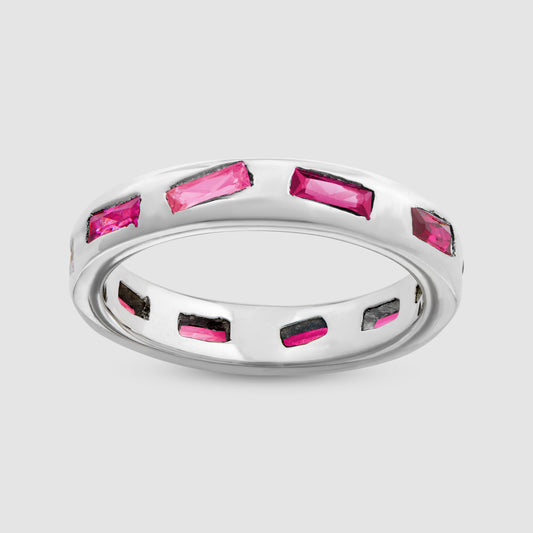 Mini Lotus Ring - Pink - Silver