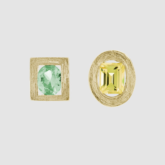 Opposite Earrings - Yellow and Green - Gold