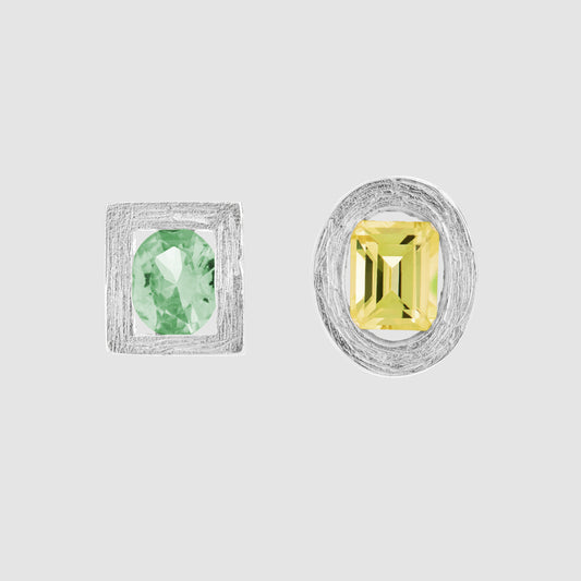 Opposite Earrings - Yellow and Green - Silver