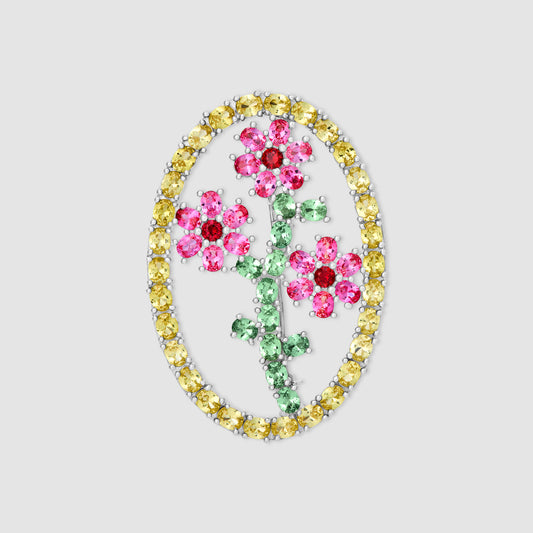 Spring Wonder Brooch - Multi - Silver