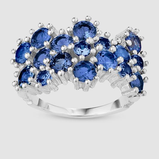 Wild Flower Ring - Blue - Silver