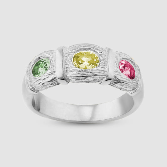 Window Box Ring - Multi - Silver