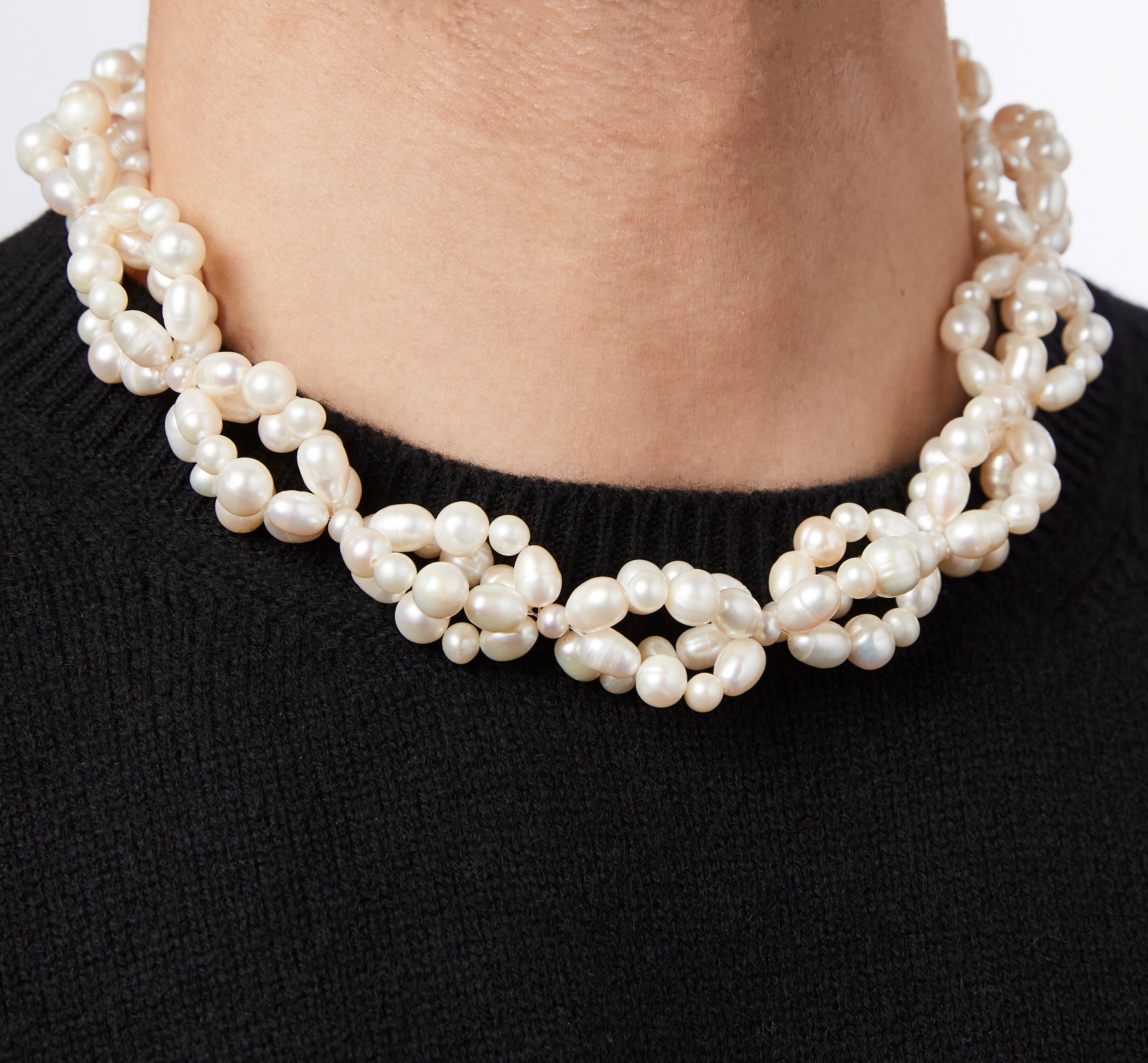 Hanging shop pearl necklace